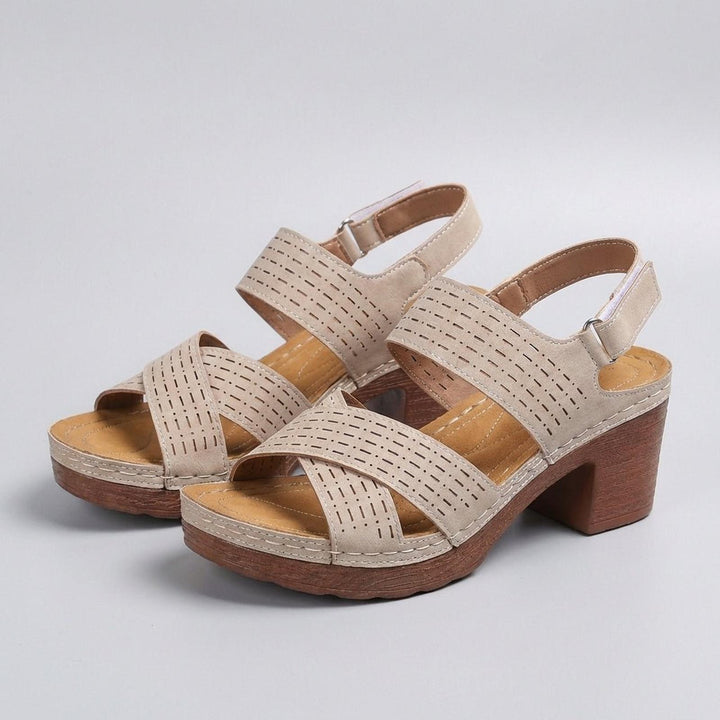 Isabella | Orthopedic Platform Block Heel Sandals Cut Out Open Toe