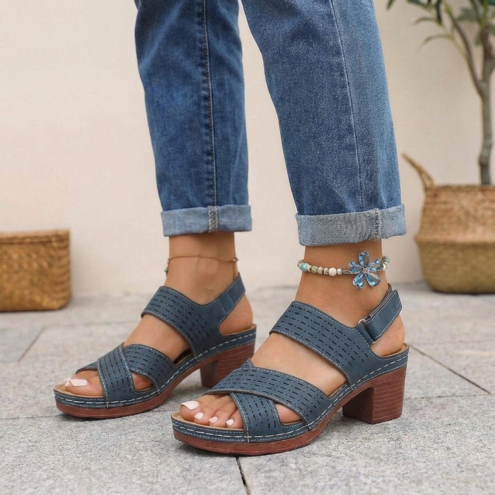 Isabella | Orthopedic Platform Block Heel Sandals Cut Out Open Toe