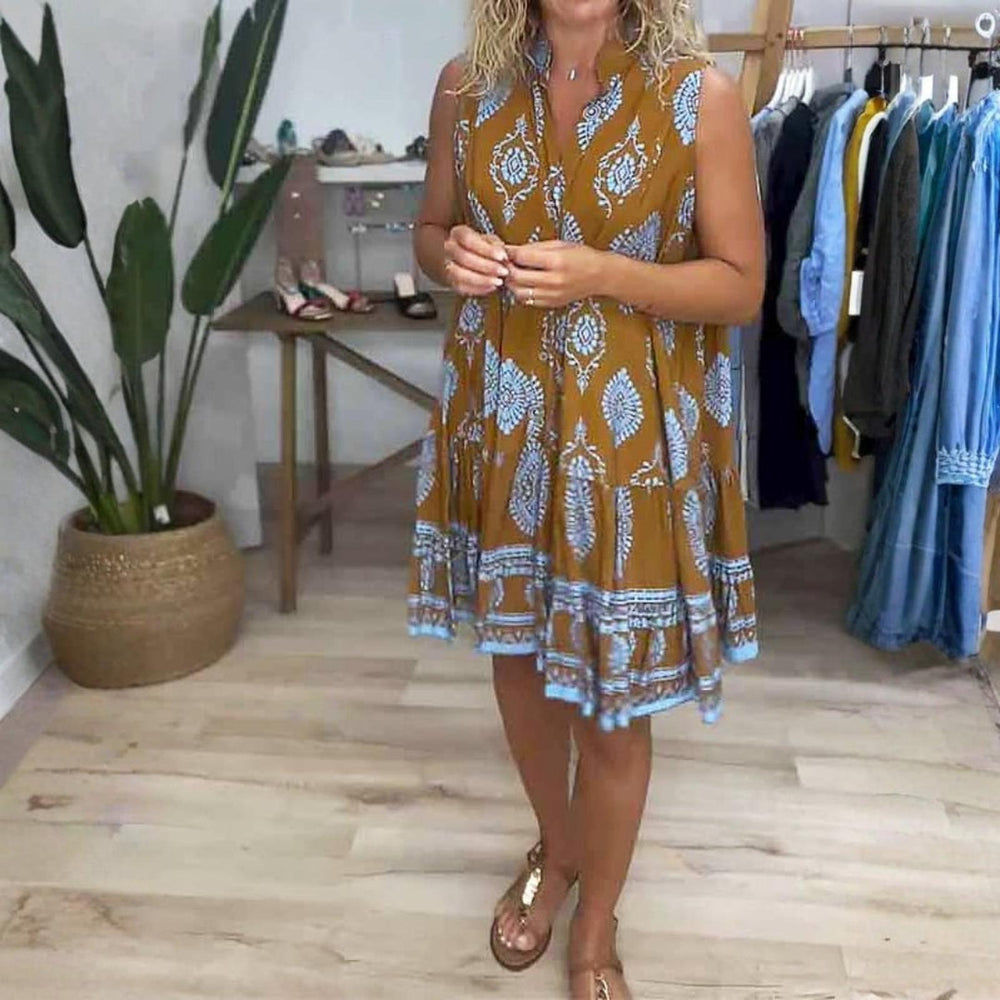 Isabella | Women's Boho Printed Sleeveless Mini Dress