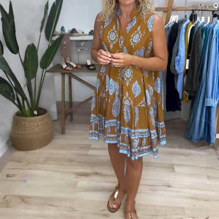 Isabella | Women's Boho Printed Sleeveless Mini Dress