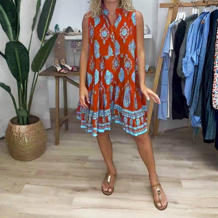 Isabella | Women's Boho Printed Sleeveless Mini Dress
