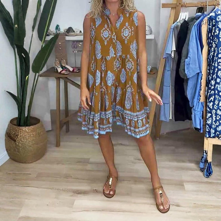 Isabella | Women's Boho Printed Sleeveless Mini Dress