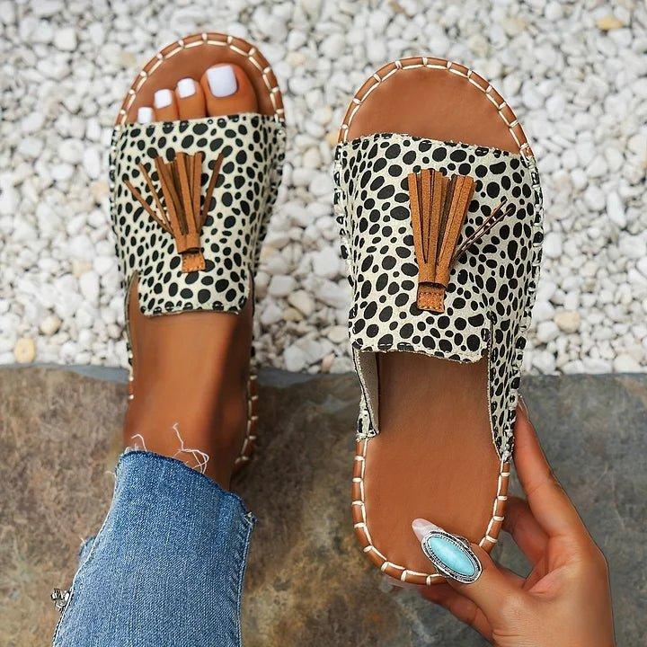 Isabella | Women's Slide Sandals Open Toe Tassel Flat Boho Pattern