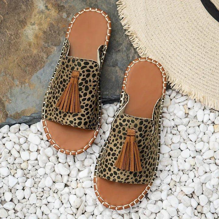 Isabella | Women's Slide Sandals Open Toe Tassel Flat Boho Pattern