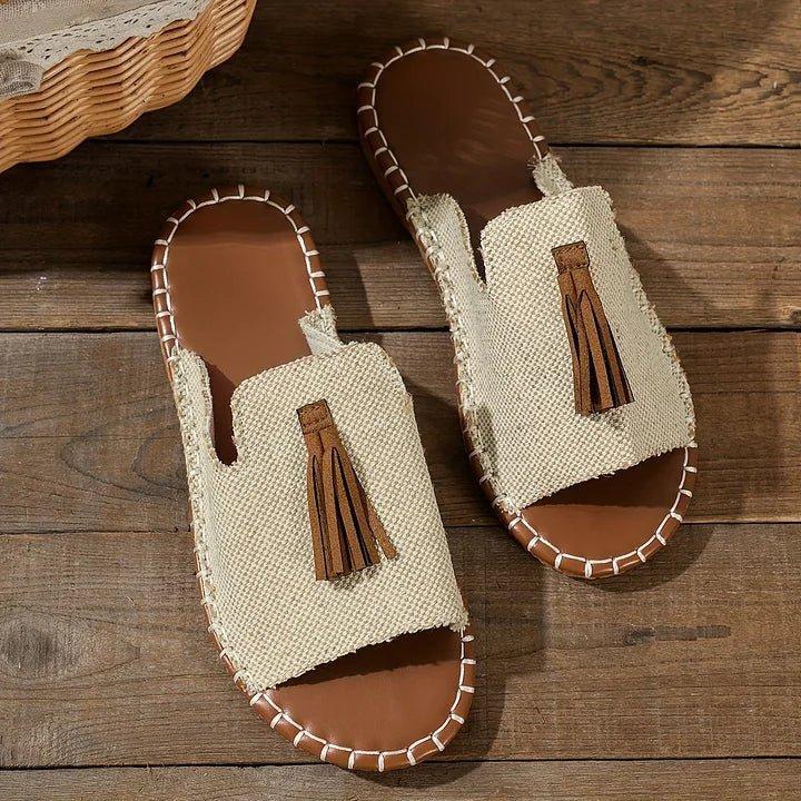 Isabella | Women's Slide Sandals Open Toe Tassel Flat Boho Pattern