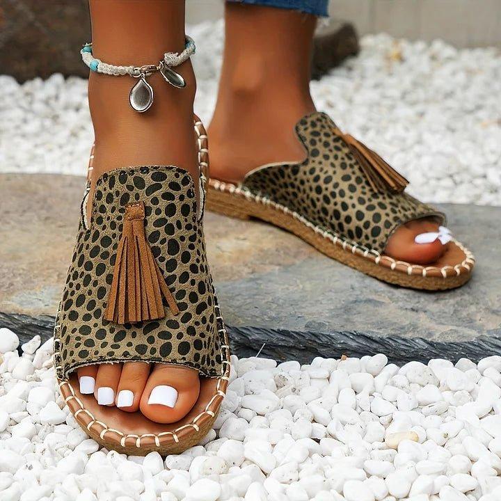 Isabella | Women's Slide Sandals Open Toe Tassel Flat Boho Pattern