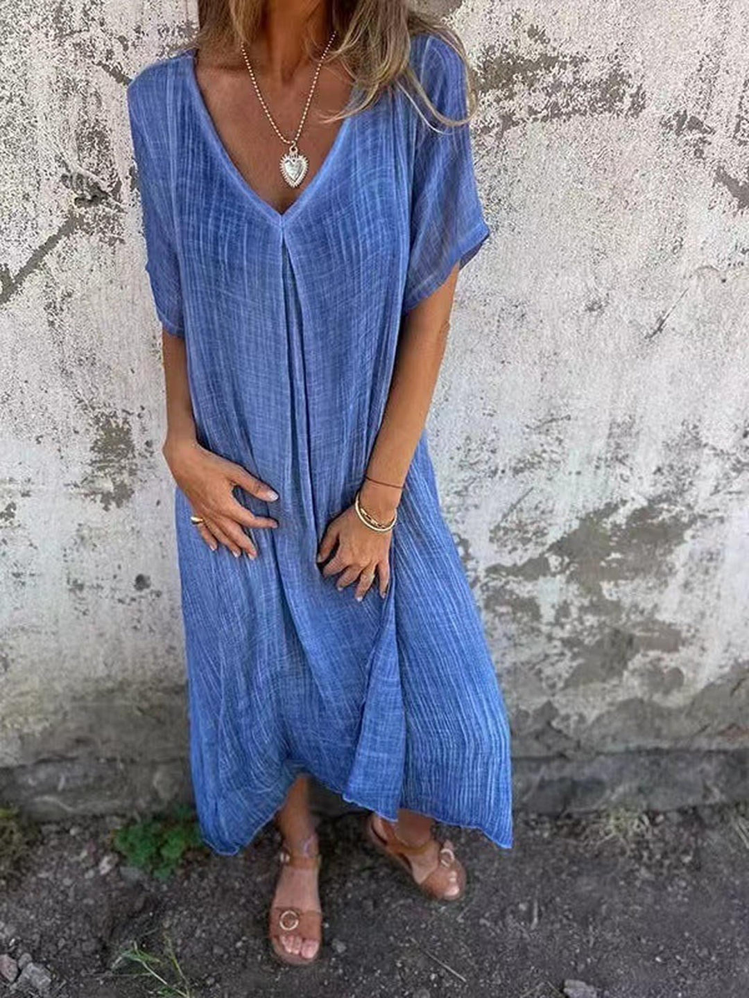 Jacklyn | Women’s Solid Summer Midi Dress Loose Casual