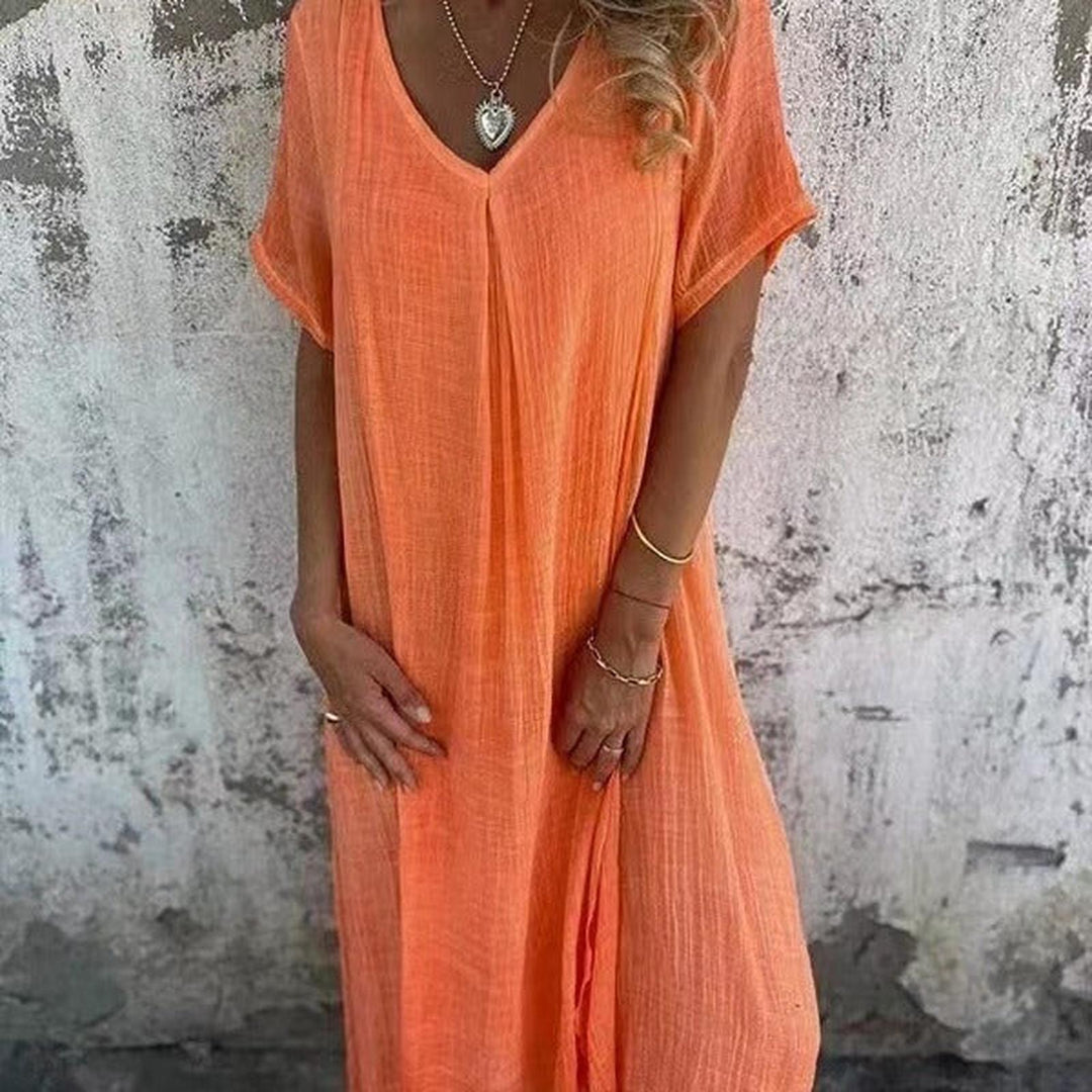 Jacklyn | Women’s Solid Summer Midi Dress Loose Casual