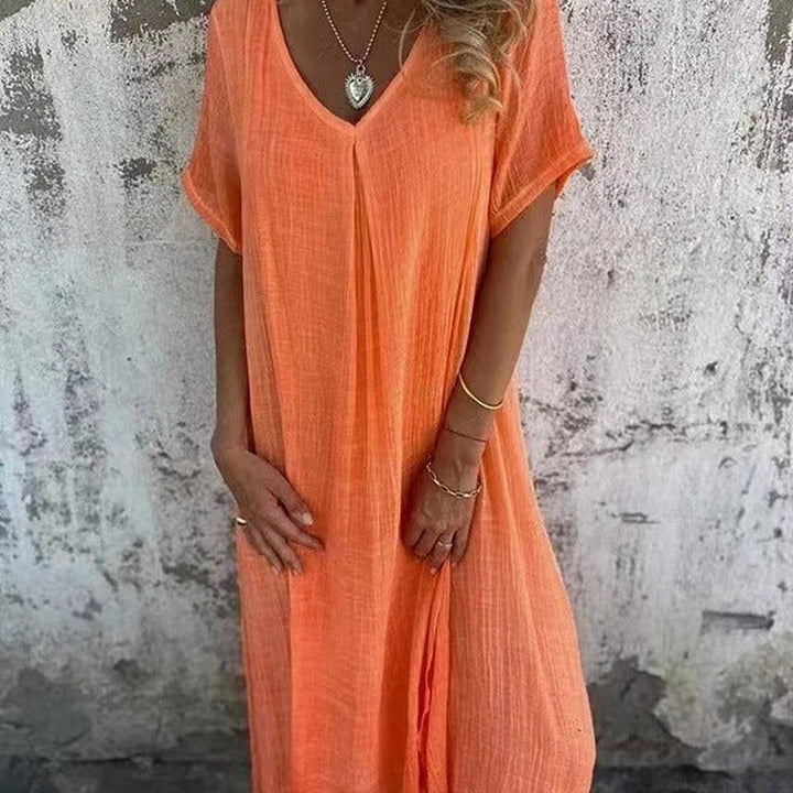 Jacklyn | Women’s Solid Summer Midi Dress Loose Casual