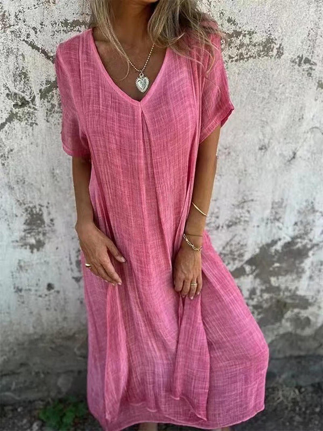 Jacklyn | Women’s Solid Summer Midi Dress Loose Casual