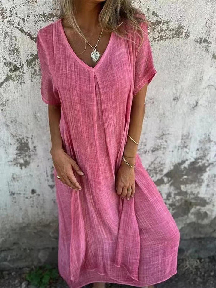 Jacklyn | Women’s Solid Summer Midi Dress Loose Casual