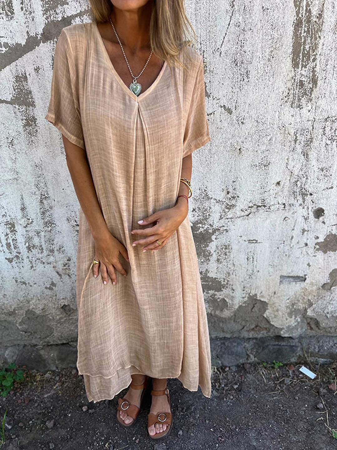 Jacklyn | Women’s Solid Summer Midi Dress Loose Casual