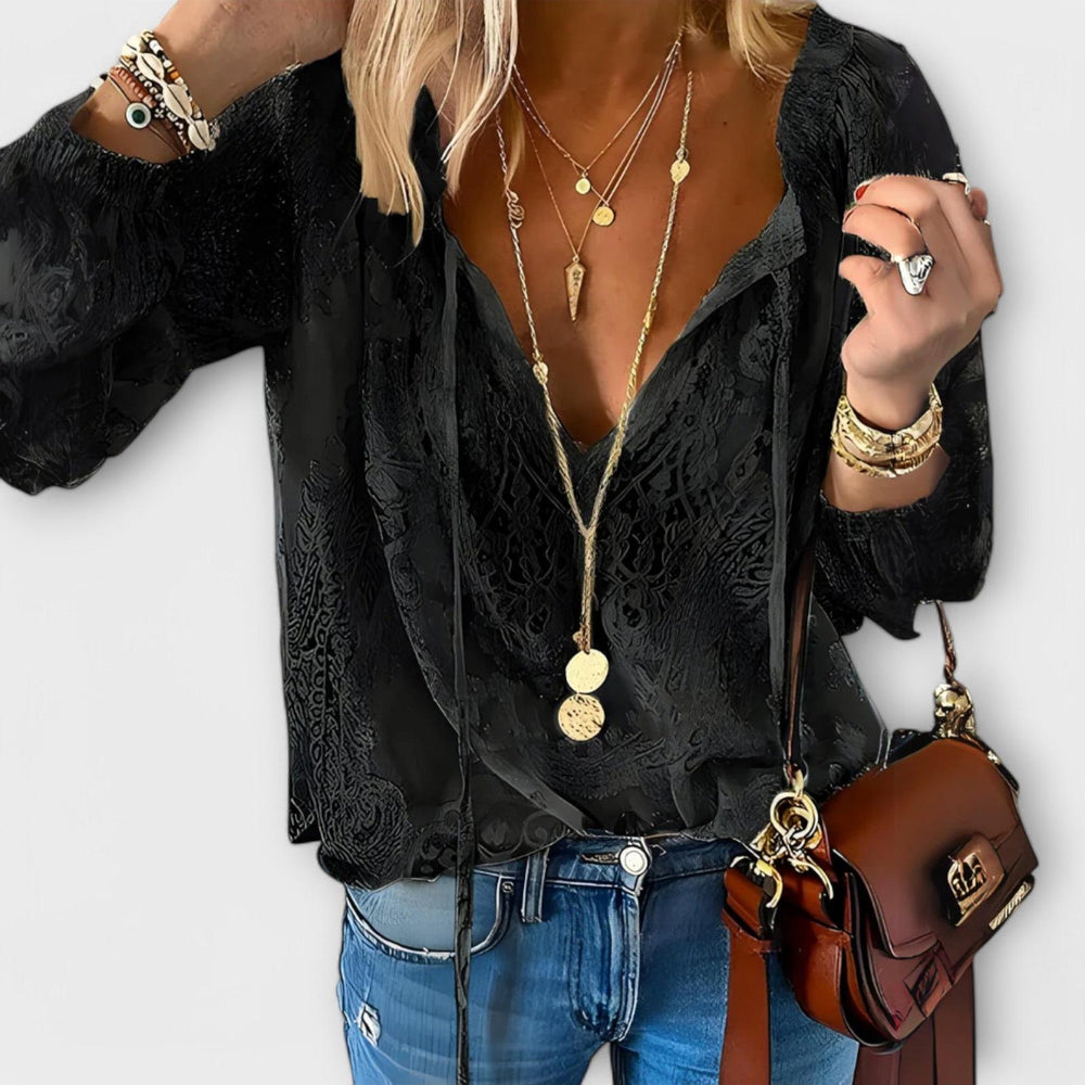 Joanna | Women's Boho V Neck Long Sleeve Casual Top