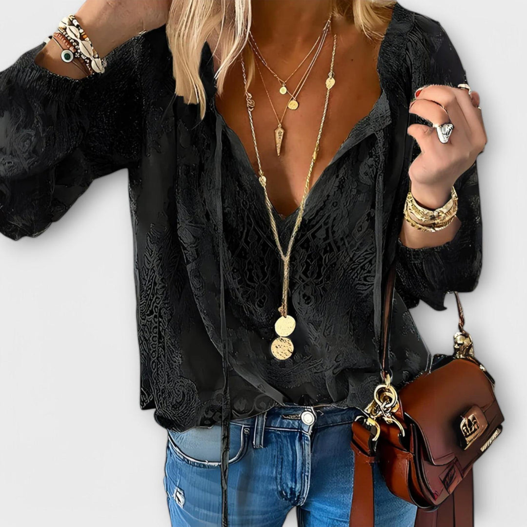 Joanna | Women's Boho V Neck Long Sleeve Casual Top