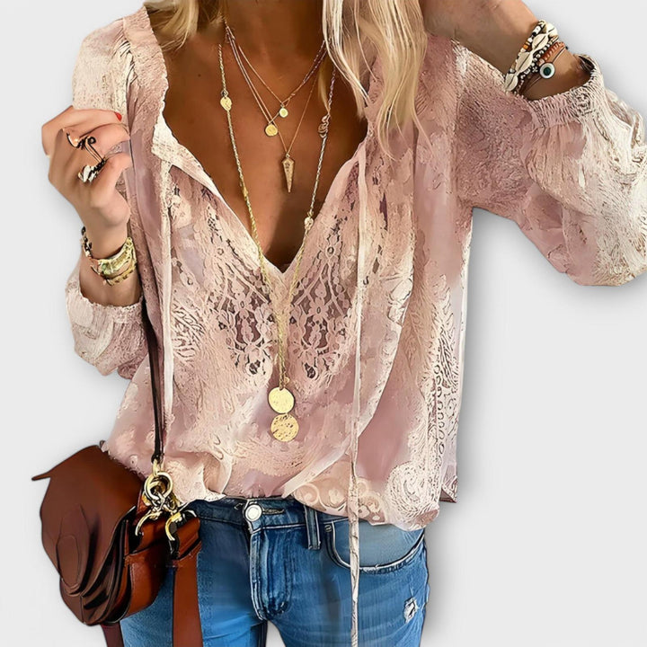 Joanna | Women's Boho V Neck Long Sleeve Casual Top