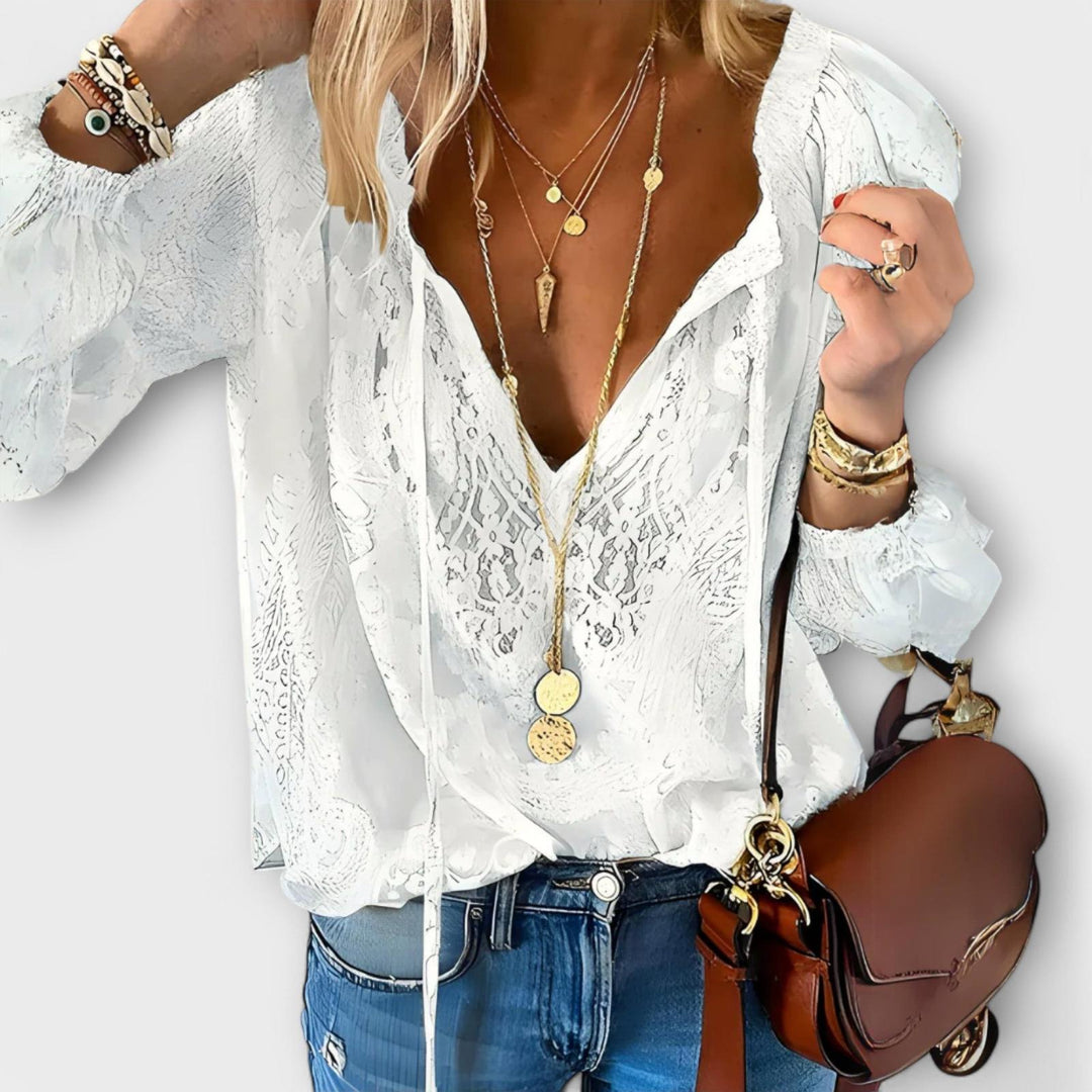Joanna | Women's Boho V Neck Long Sleeve Casual Top