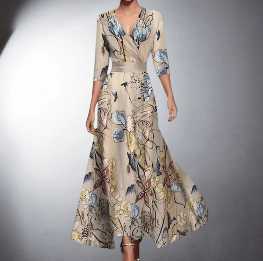 Kaitlyn | Women's Floral Wrap Midi Summer Dress