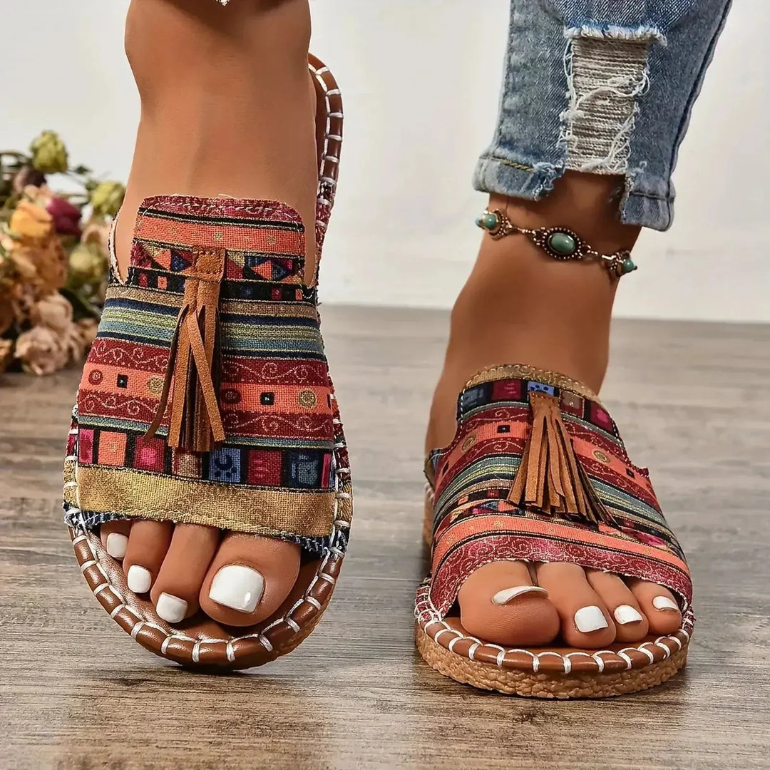 Kayla | Women's Tassel Pattern Casual Espadrilles Slide Sandals