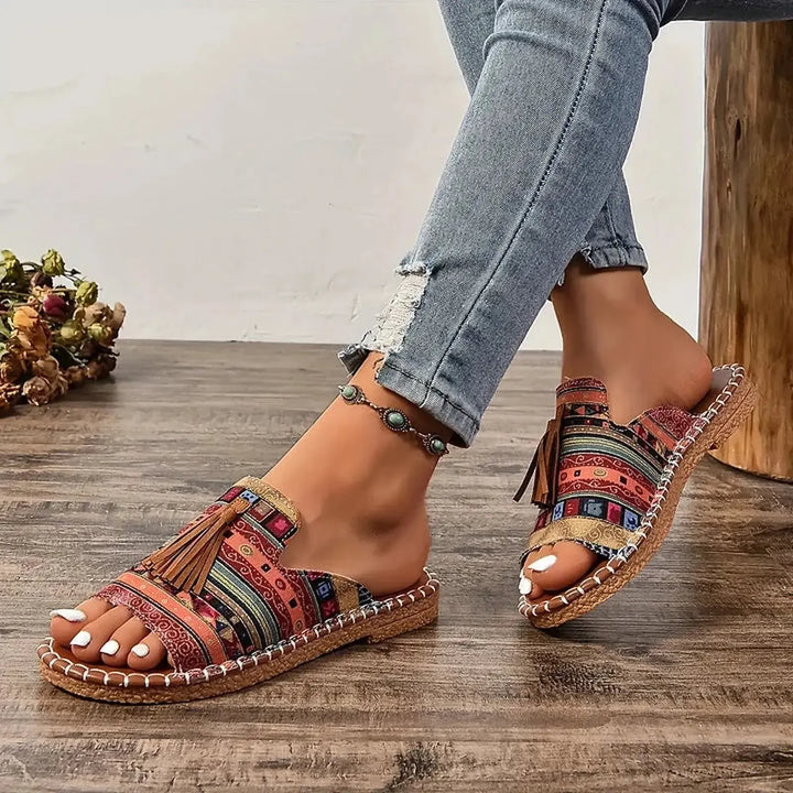 Kayla | Women's Tassel Pattern Casual Espadrilles Slide Sandals