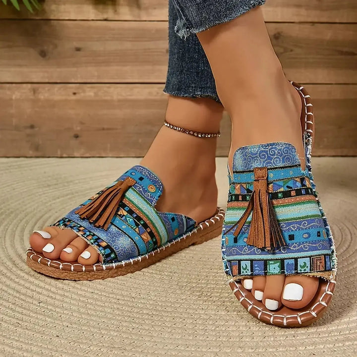Kayla | Women's Tassel Pattern Casual Espadrilles Slide Sandals