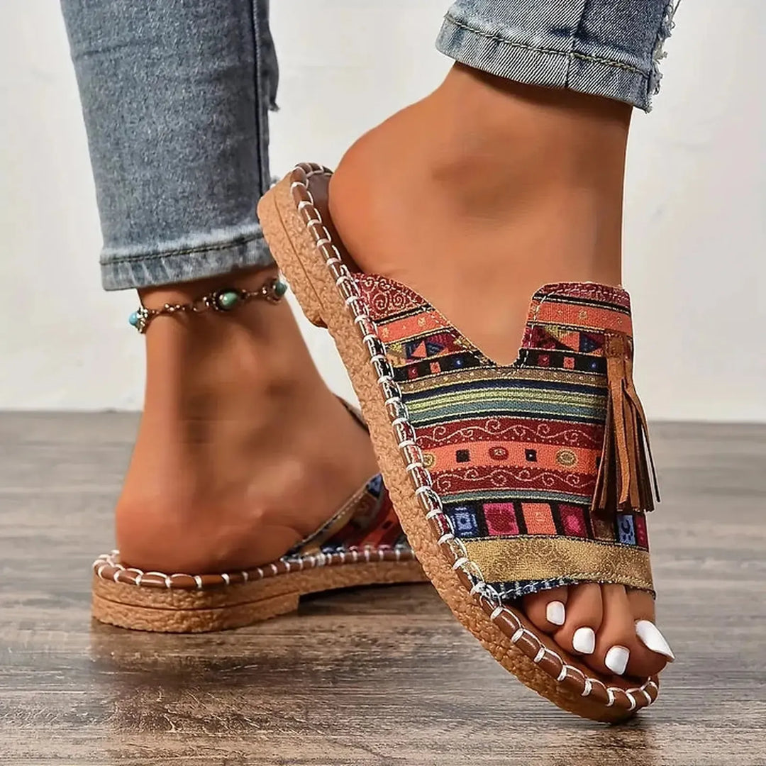 Kayla | Women's Tassel Pattern Casual Espadrilles Slide Sandals