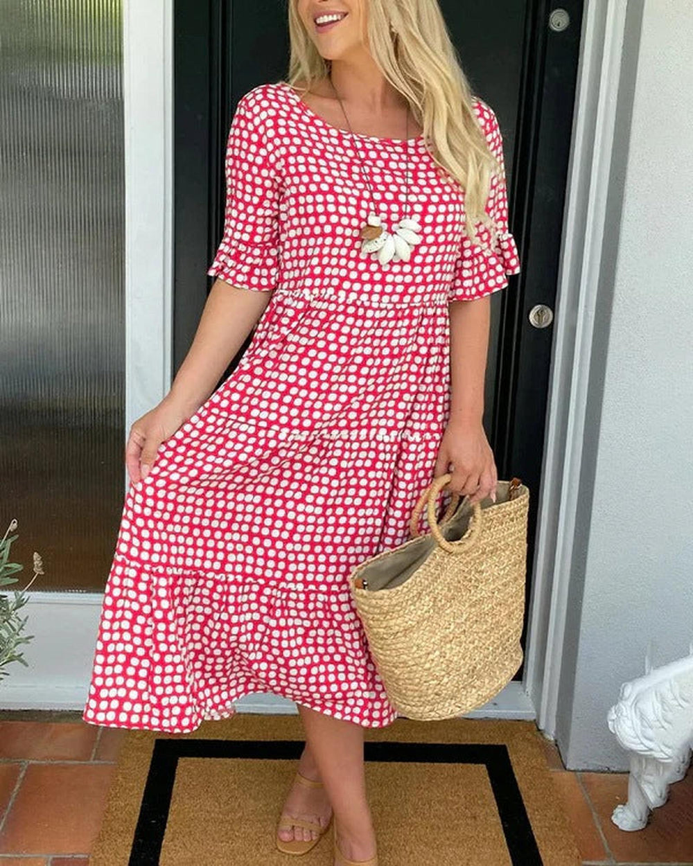 Lauren | Women's Printed Tiered Midi Summer Dress