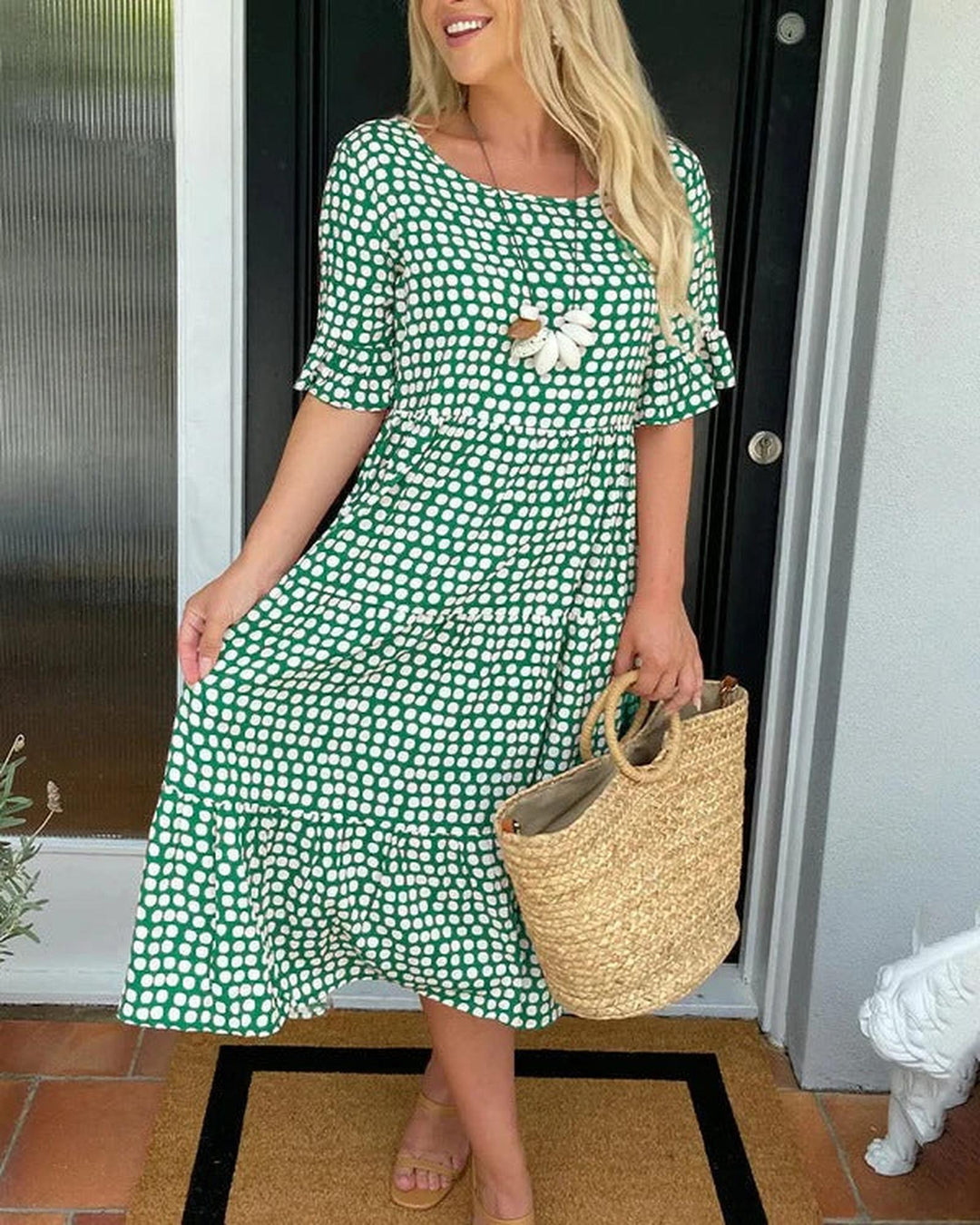 Lauren | Women's Printed Tiered Midi Summer Dress