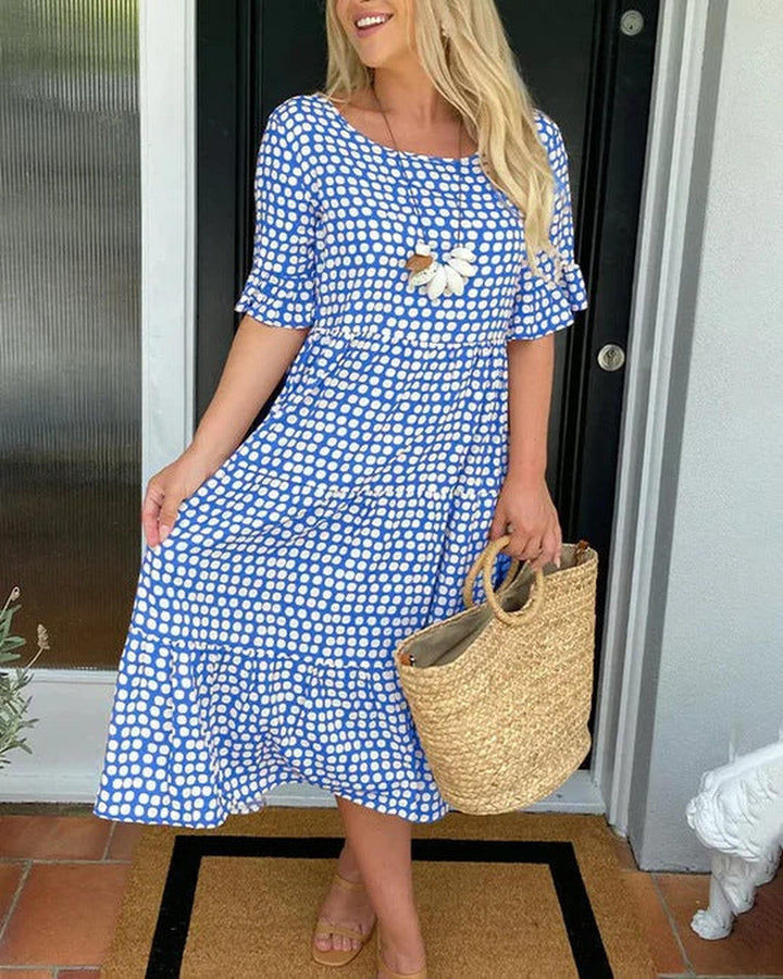 Lauren | Women's Printed Tiered Midi Summer Dress