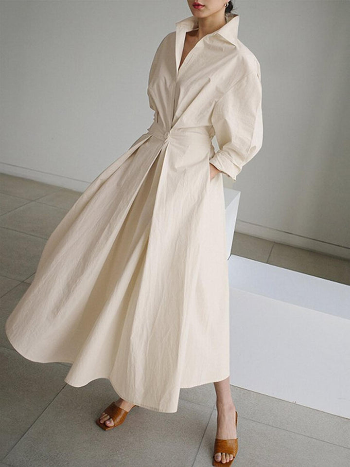 Lauren | Women's Summer Midi Long Sleeve Shirt Dress