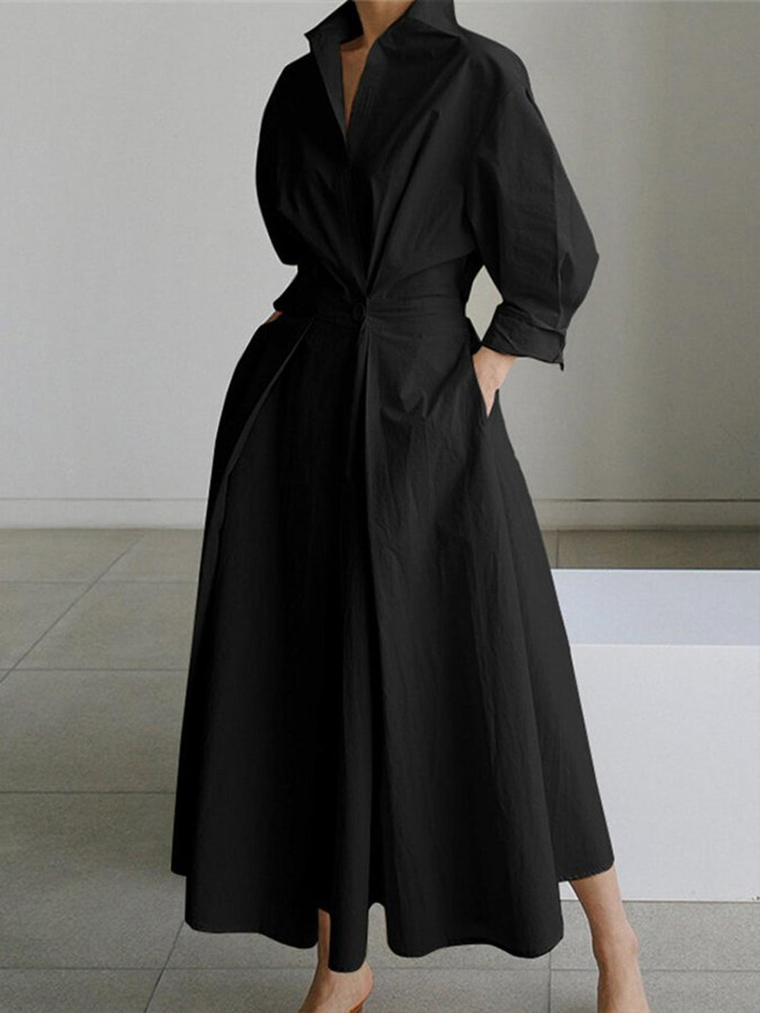 Lauren | Women's Summer Midi Long Sleeve Shirt Dress