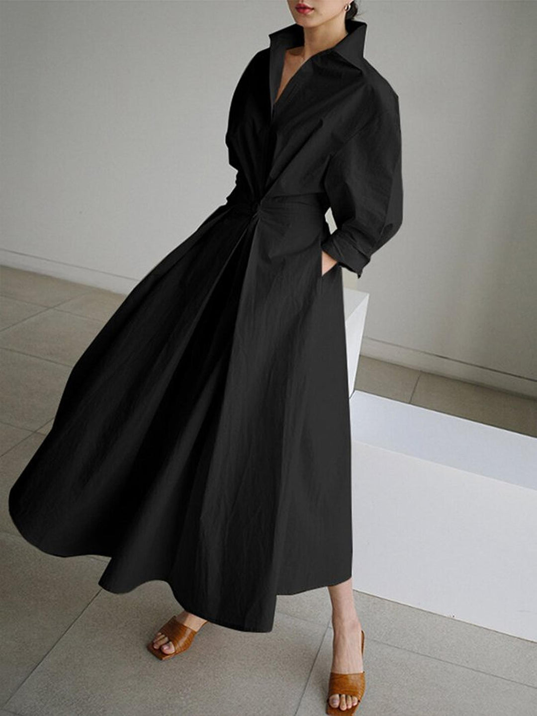 Lauren | Women's Summer Midi Long Sleeve Shirt Dress