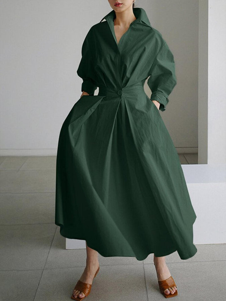 Lauren | Women's Summer Midi Long Sleeve Shirt Dress