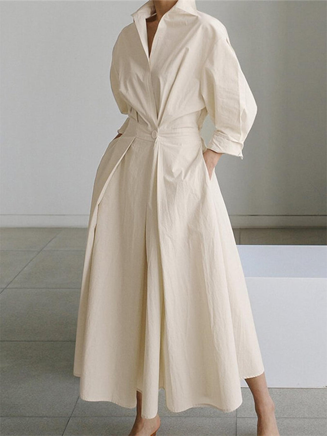 Lauren | Women's Summer Midi Long Sleeve Shirt Dress