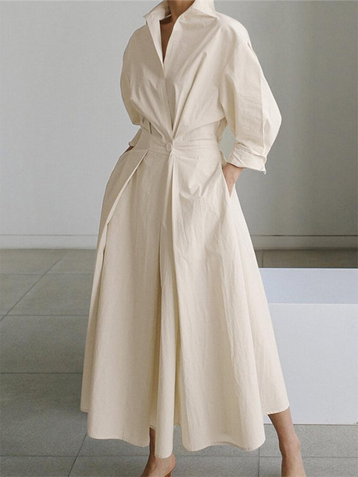 Lauren | Women's Summer Midi Long Sleeve Shirt Dress