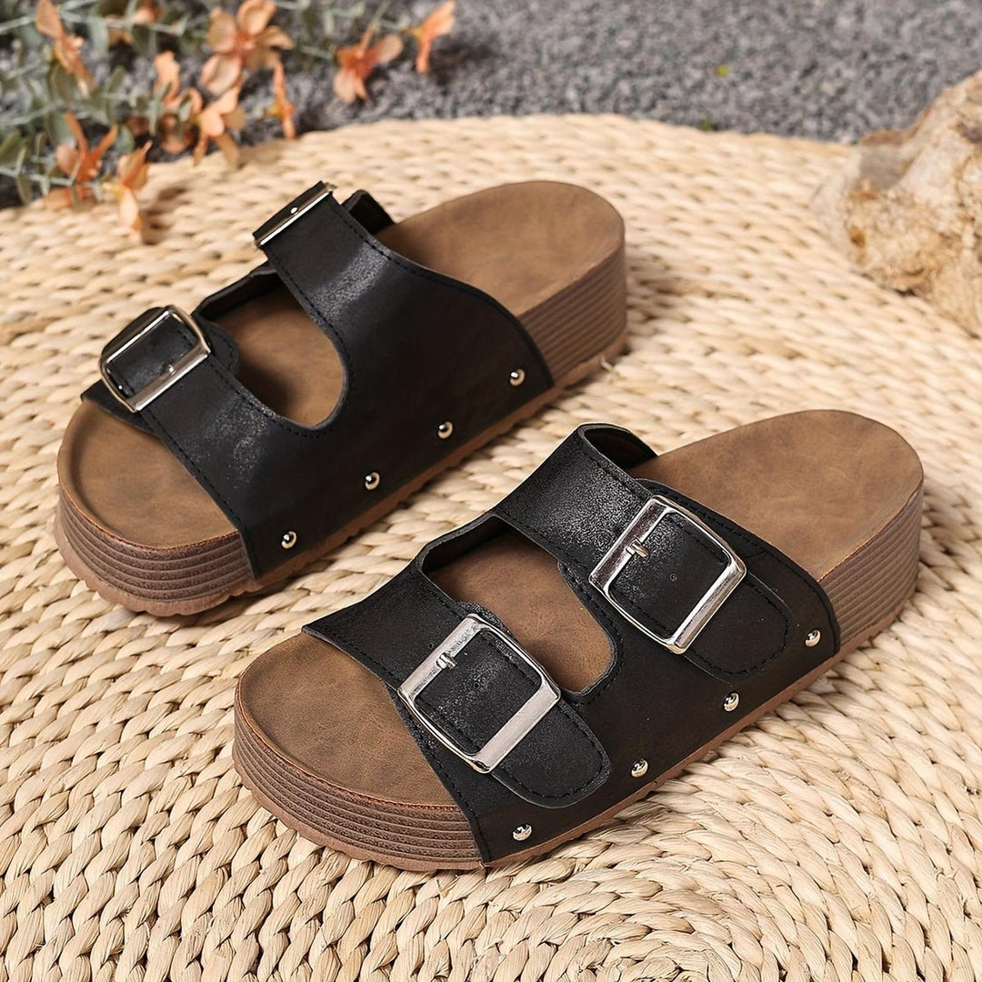 Layla | Cross-Strap Sandals Cushioned Platform Buckle Comfort
