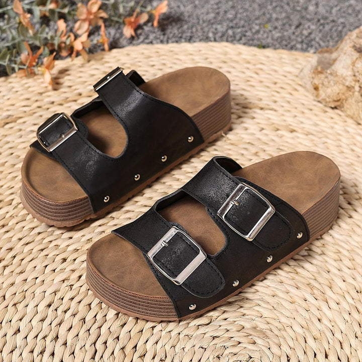 Layla | Cross-Strap Sandals Cushioned Platform Buckle Comfort