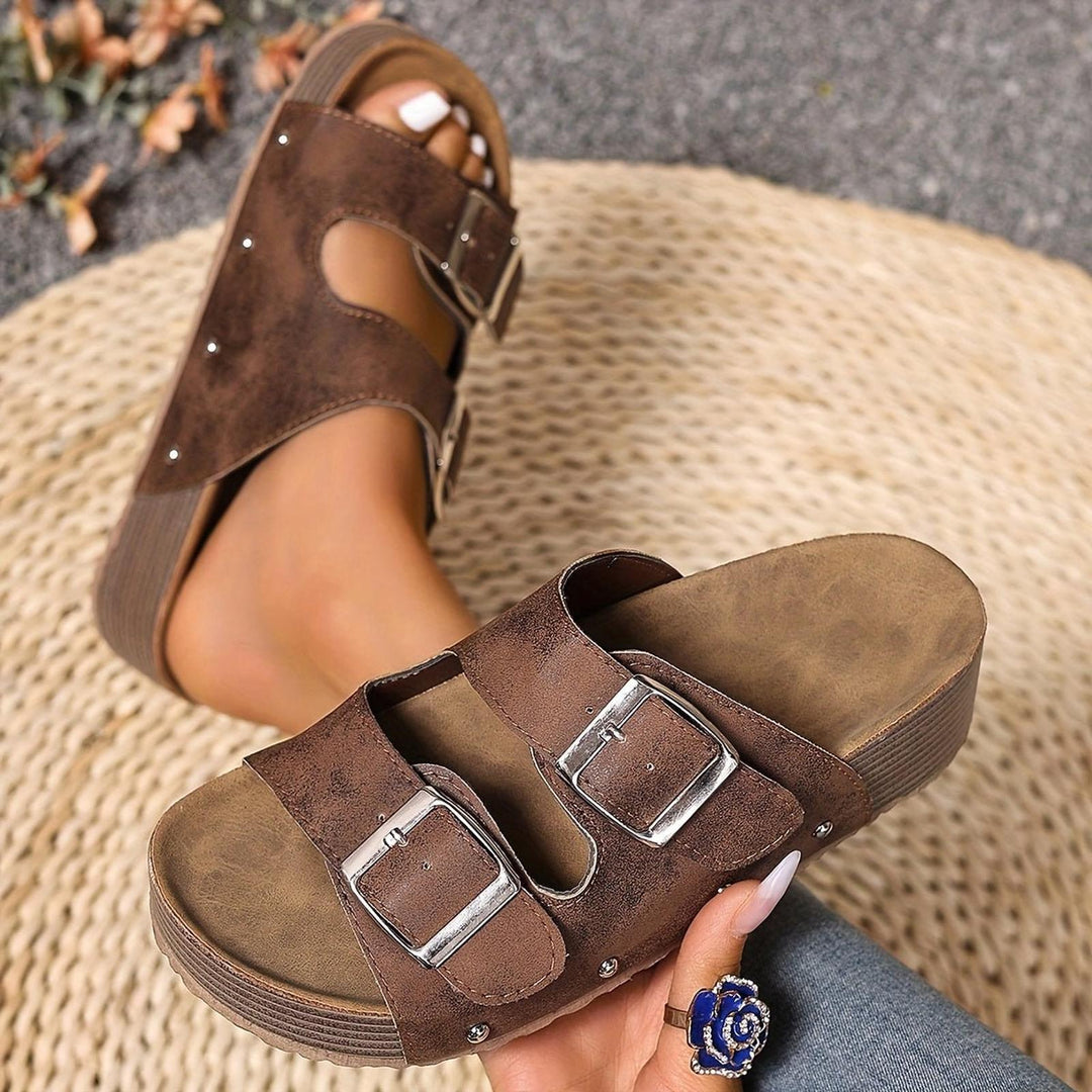 Layla | Cross-Strap Sandals Cushioned Platform Buckle Comfort