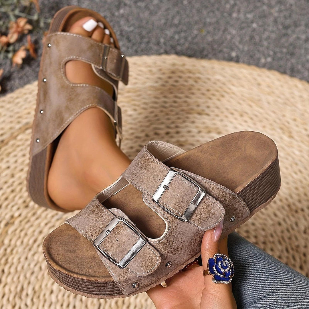 Layla | Cross-Strap Sandals Cushioned Platform Buckle Comfort