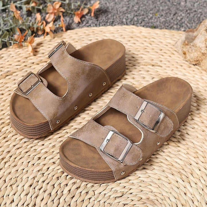 Layla | Cross-Strap Sandals Cushioned Platform Buckle Comfort
