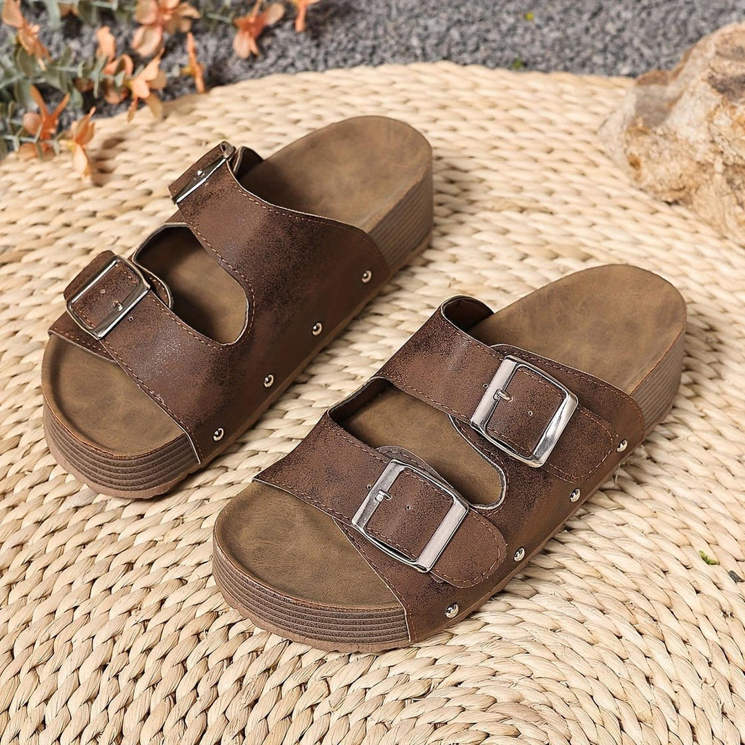 Layla | Cross-Strap Sandals Cushioned Platform Buckle Comfort