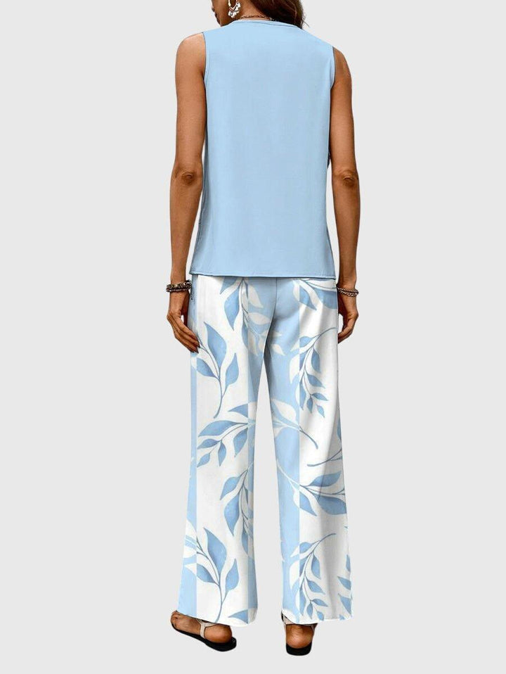 Layla | Linen Two Piece Set Wide Leg Pants Sleeveless Top