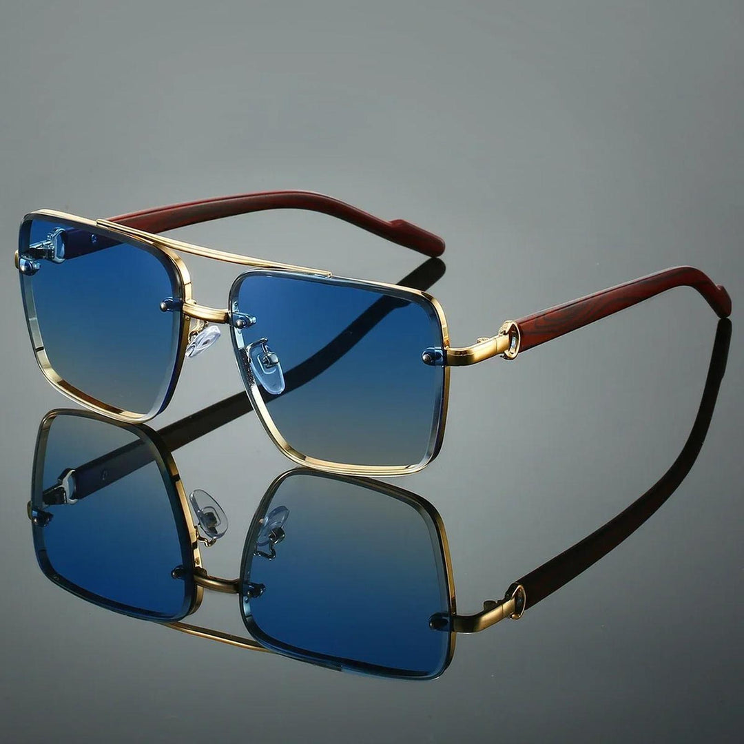 Layla | Sunglasses Aviator Gold Frame Wood Temple UV Protection