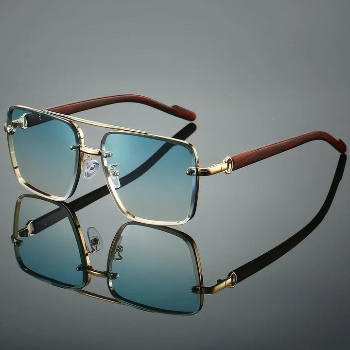 Layla | Sunglasses Aviator Gold Frame Wood Temple UV Protection