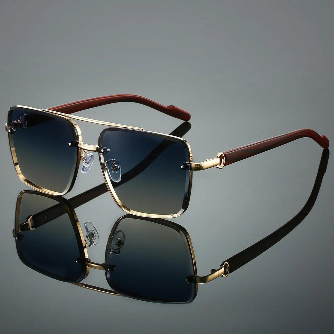 Layla | Sunglasses Aviator Gold Frame Wood Temple UV Protection
