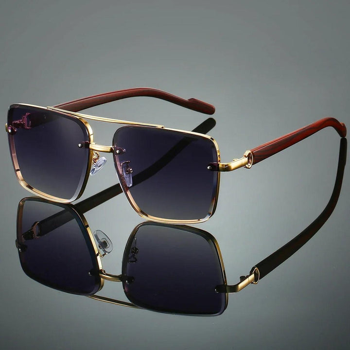 Layla | Sunglasses Aviator Gold Frame Wood Temple UV Protection