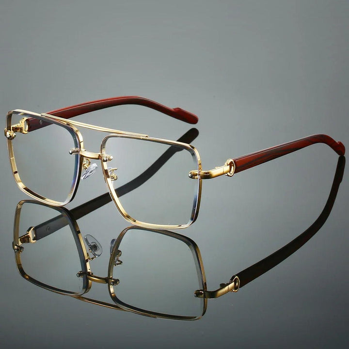 Layla | Sunglasses Aviator Gold Frame Wood Temple UV Protection