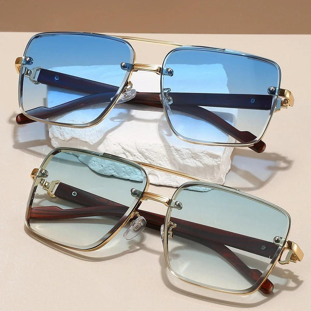 Layla | Sunglasses Aviator Gold Frame Wood Temple UV Protection
