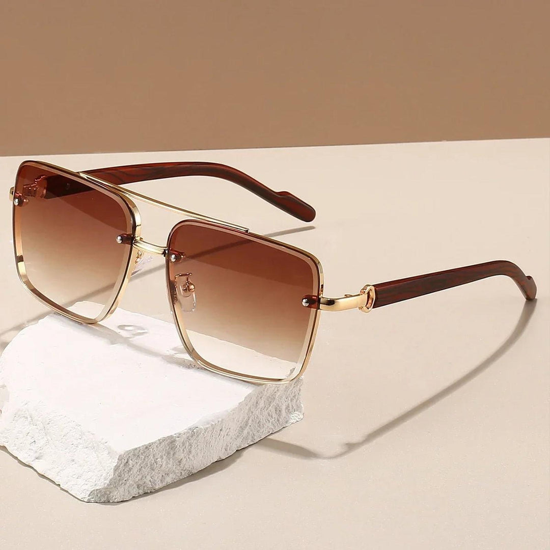 Layla | Sunglasses Aviator Gold Frame Wood Temple UV Protection