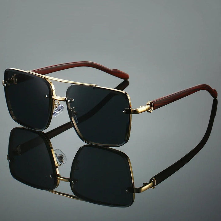 Layla | Sunglasses Aviator Gold Frame Wood Temple UV Protection