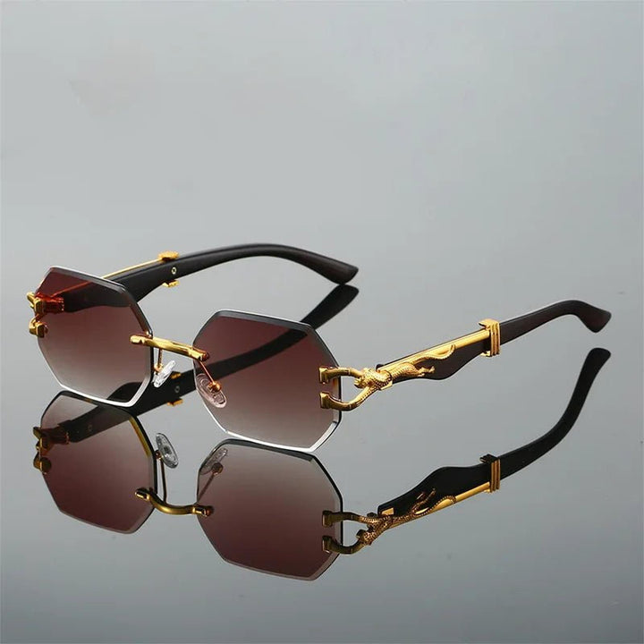 Layla | Sunglasses Rimless Geometric Gold Frame UV400 Protection